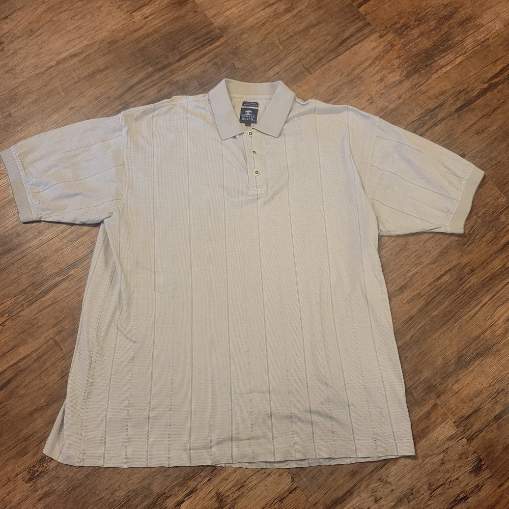 Men's White/Grey Pebble Beach Polo Shirt. Size XL. GUC